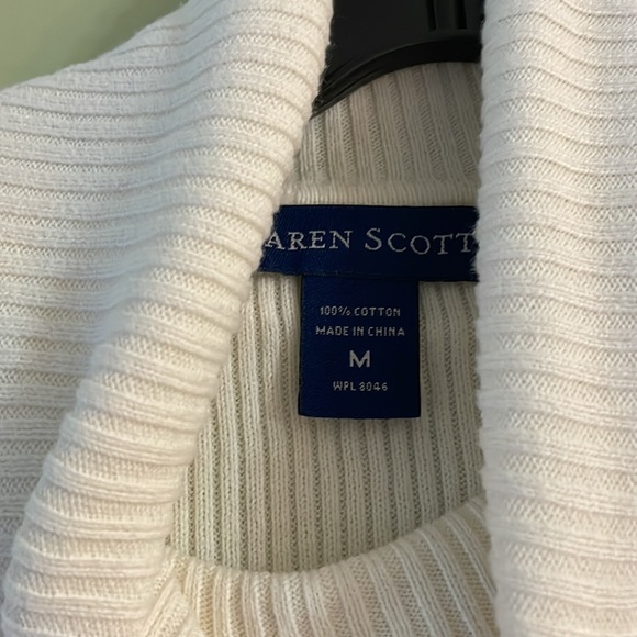 2/$30 Karen Scott Women's Cotton Turtleneck Sweater White Size M - Picture 2 of 7